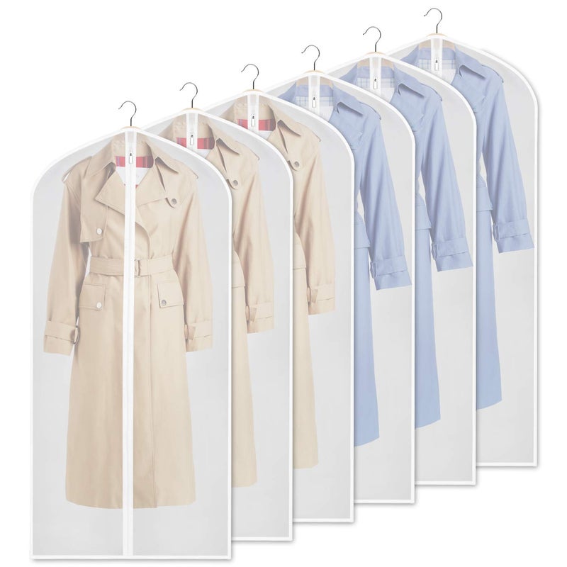 Zilink Clear Garment Bag Dress Bags for Storage 54-inch Coat Bags with Full Length Zipper for Clothes Closet Storage, Set of 6 - Image 1